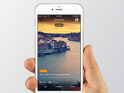 Newsfeed app ios ios8 iphone 6 mobile design newsfeed photo social ui user experience user interface ux