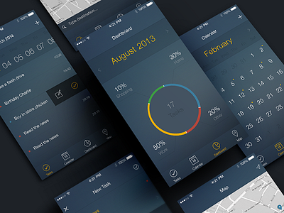 Task Planner app calendar checklist clean dark dashboard flat ios list odessa task ui