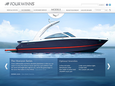 Four Winns elegant luxury parallax post production speedboat typography ui ux website yacht