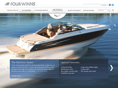 Four Winns elegant luxury parallax post production speedboat typography ui ux website yacht