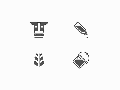 Cow barn icons bucket cow farm icons milk wheat