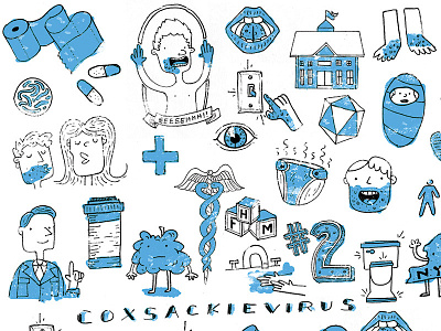 Coxsackievirus Final blue drawing hand drawn illustration photoshop sick virus