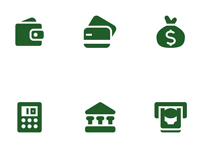 Money and Finance Icons atm bank calculator credit cards finance icon set icons money vector wallet