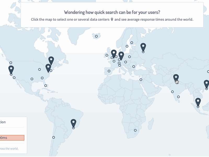 Algolia - Distributed Search Network (DSN) algolia datamap dataviz latency map ping search svg ux