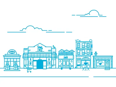 Necessities coffee gas station grocery pharmacy restaurant street