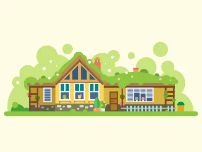 Green house eco ecology environment flat green house illustration nature protection vector village yellow