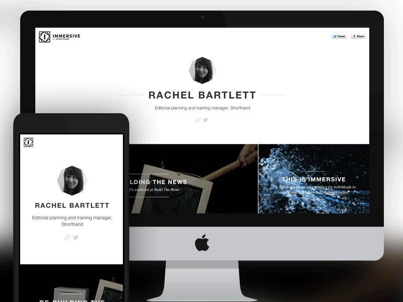 Immersive.sh Profile Pages design immersive journalist profile social ui user web