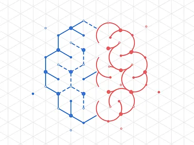 Devarium Brain construction grid bezier brain dots dust isometric left lines right round texture vector