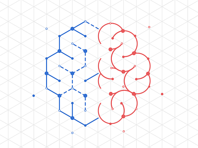 Devarium Brain construction grid bezier brain dots dust isometric left lines right round texture vector