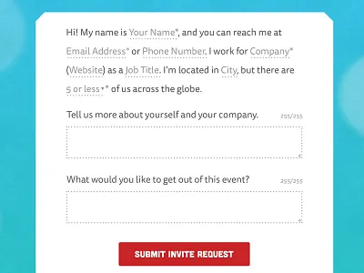 Yonder Invite Form contact cubano form tag tisa sans ui