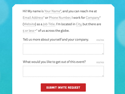 Yonder Invite Form contact cubano form tag tisa sans ui