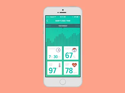 Baby App Mockup app baby graph icons metrics screen sleep slider ui