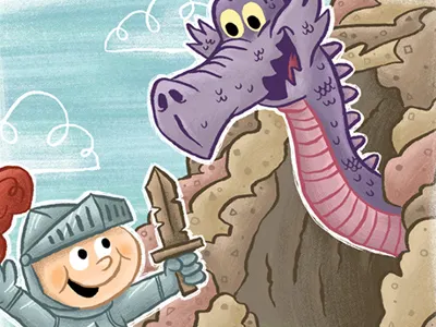 Billy the Knight art boy children digital dragon fun illustration knight