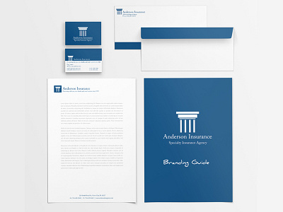 Anderson Insurance Branding Package blue brand insurance letterhead logo simple