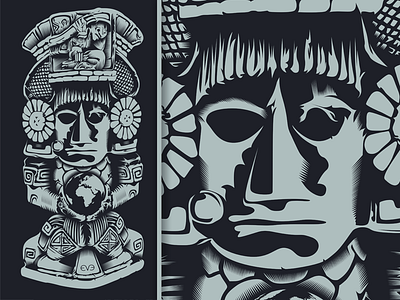 Evening Crowd - Mayan God band dribbble mayan music one colour pen tool shading shirt statue t shirt vector