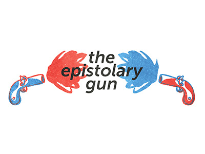 logo design "the epistolary gun" blog blog blu fun gun logo red