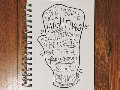 High Fives daily doodle hand hand lettering high five lettering micron