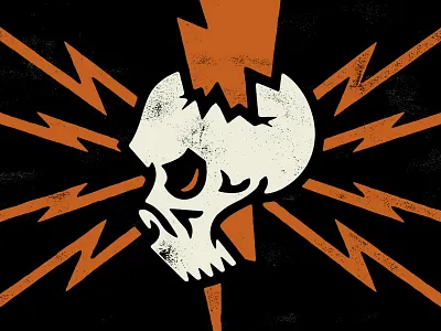 AID Podcast Airwaves Skull adventures bolt dark design illustration lightning logo metal podcast skull