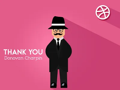 Thank You character debute dribbble first flat flatdesign illustration invite pink