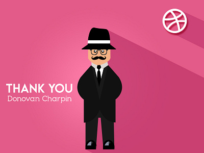 Thank You character debute dribbble first flat flatdesign illustration invite pink