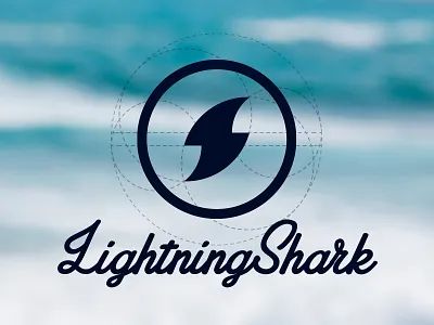 Lightning Shark Logo branding circles golden identity lightning logo shark surf