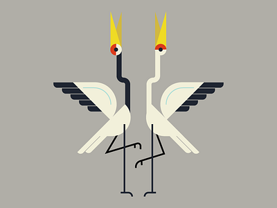 Whooping it up animal bird flat geometric illustration kids minimalist simple stork vector whooping crane wings