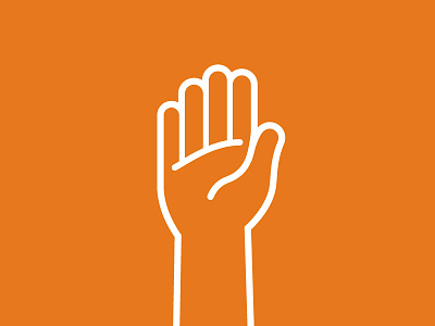 Hand fingers hand line art minimal orange outline vector