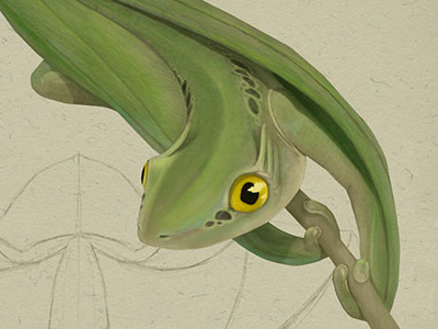 Bell-tail Miniature Dragon creature design digital illustration