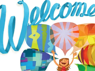 New site! color girl illustration welcome