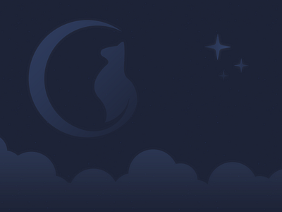 Cat Night blue c cat clouds glow gradient moon night stars