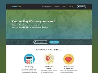 Dentalsave | WIP dental care gradient health health care hero homepage insurance landing page