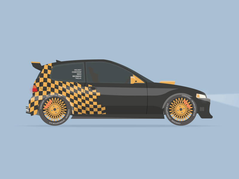 The Upgrade animation car design driving exhaust flat interactive rally tuning