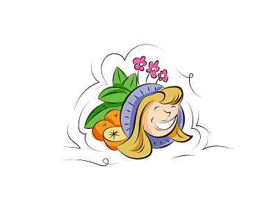 Happy Girl fruit girl happy illustration tropical wellness