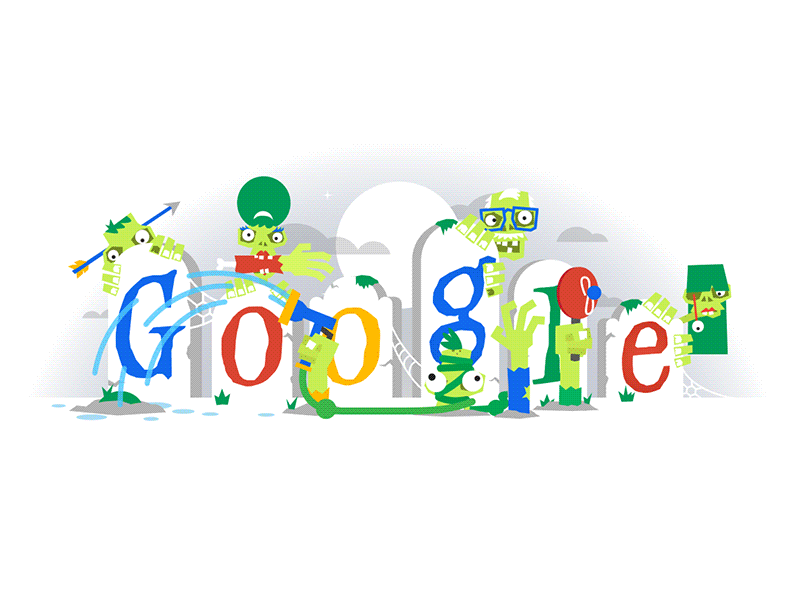 Google Doodle - Zombies after effects animation flat google doodle ping pong tombstones zombies