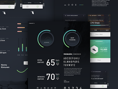 Personal Fitness Tracker - UI Mood Board dark design direction fnsz funsize graphs iphone moodboard progress simple typography ui