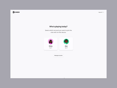 Ender Parental Controls clean dark dashboard ender game kids parental controls ui ux web