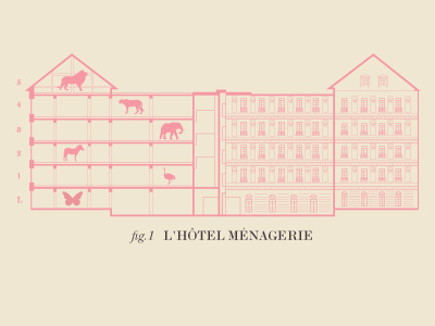 Ménagerie Illustration architecture boutique drawing hotel menagerie ménagerie versailles