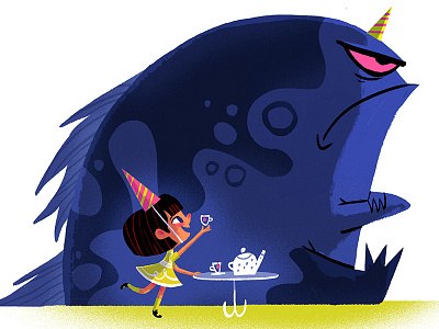 Tea Party illustration monster photoshop retro