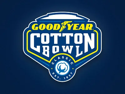Goodyear Cotton Bowl athletics bowl cotton custom design font football goodyear illustration stadium tire torch