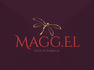 Maggel brand brazil chic concept design dragonfly elegance gold logo logotype store