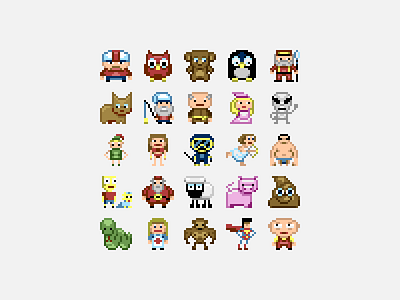 Pixel Characters cartoon pixel art pixels