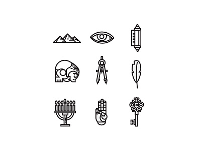 Revelation Icons bible eye feather icons illustrations key revelation scroll simple skull stroke tribulation
