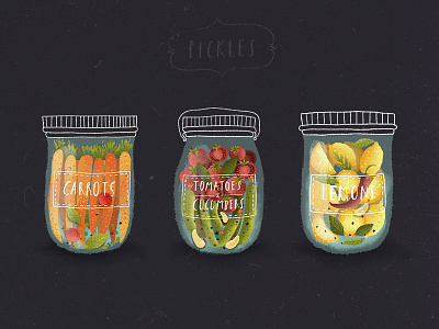 Pickles carrot cucumber harvest jar lemon pickle tomato