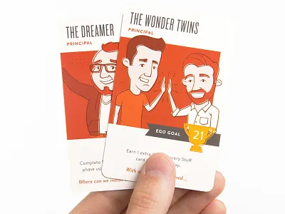 Creative Clash Principal Cards agency board game cards characters copywriting graphic design illustration skills