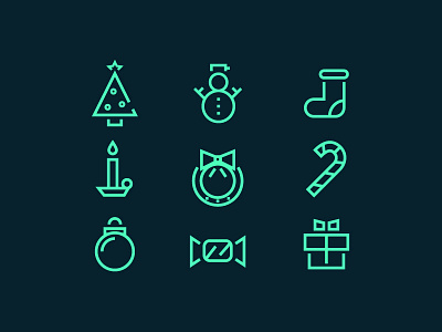 Christmas Icons WIP candle candy christmas christmas icons gift globe icon icons line icons present tree