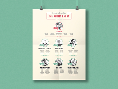 Table Plan. christmas festive film table plan wedding xmas