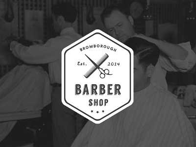 Brombrough Barber Branding badge barber shop black and white branding design logo vintage