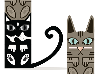 Kitty Totem Close up cat illustration kitty pole totem vector