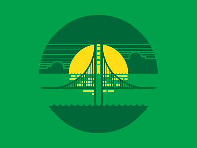 New Bay Bridge Thing bay bridge bridge clouds east bay green illustration oakland sun sunset