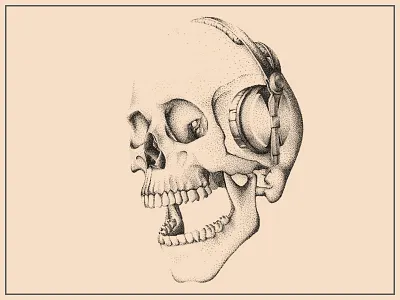 Skull - A hell of a sound drawing head human marker pen ball point sketch skull